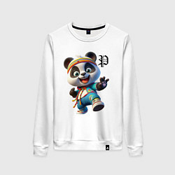Свитшот хлопковый женский Funny panda cub - anime, цвет: белый