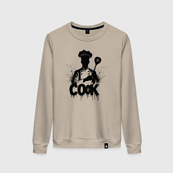 Свитшот хлопковый женский Шеф-повар с лопаткой, цвет: миндальный