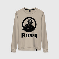 Свитшот хлопковый женский Пожарный аниме, цвет: миндальный