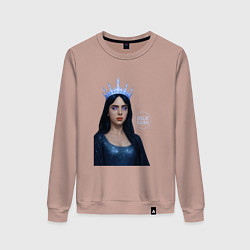 Свитшот хлопковый женский Билли Айлиш с короной, цвет: пыльно-розовый