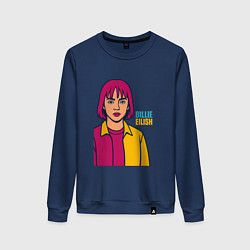 Свитшот хлопковый женский Билли Айлиш в стиле рисунка, цвет: тёмно-синий