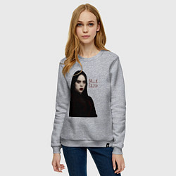 Свитшот хлопковый женский Билли Айлиш готический стиль, цвет: меланж — фото 2