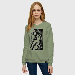 Свитшот хлопковый женский Тетрадь смерти - Рюк и Лайт, цвет: авокадо — фото 2