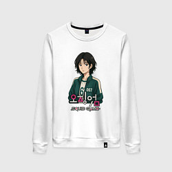 Свитшот хлопковый женский Игрок 067 в аниме стиле, цвет: белый