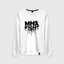 Свитшот хлопковый женский MMA боец черной краской, цвет: белый