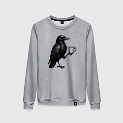 Свитшот хлопковый женский Черный ворон с кофе, цвет: меланж