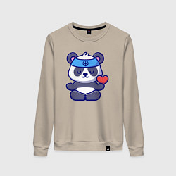 Свитшот хлопковый женский Peace panda, цвет: миндальный