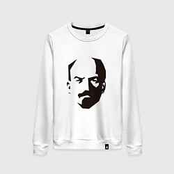 Свитшот хлопковый женский Владимир Ленин абстрактный портрет, цвет: белый