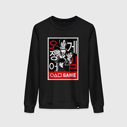 Свитшот хлопковый женский Squid game players, цвет: черный