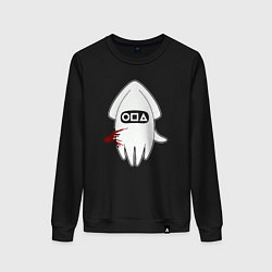 Свитшот хлопковый женский Символ кальмар, цвет: черный