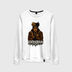 Свитшот хлопковый женский XXXTentacion скрещенные руки, цвет: белый