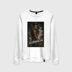 Свитшот хлопковый женский XXXTentacion и облака дыма, цвет: белый
