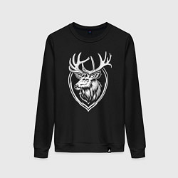 Свитшот хлопковый женский Лось в ориоле, цвет: черный