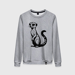 Свитшот хлопковый женский Сурикат детализированный, цвет: меланж