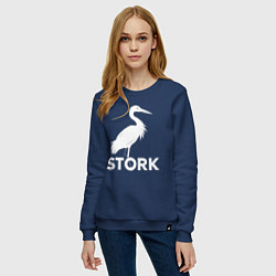 Свитшот хлопковый женский Белый аист, цвет: тёмно-синий — фото 2