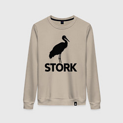 Свитшот хлопковый женский Черный аист, цвет: миндальный