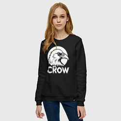 Свитшот хлопковый женский Ворон в круге, цвет: черный — фото 2
