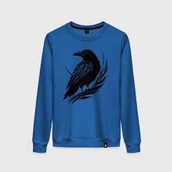 Свитшот хлопковый женский Ворон на ветке, цвет: синий