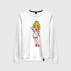 Свитшот хлопковый женский Медсестра блондинка, цвет: белый