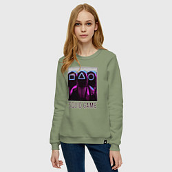 Свитшот хлопковый женский Squid game shadows, цвет: авокадо — фото 2