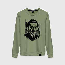 Свитшот хлопковый женский Сальвадор Дали в городском стиле, цвет: авокадо