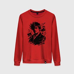 Свитшот хлопковый женский Есенин вихрь ветра, цвет: красный