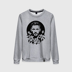 Свитшот хлопковый женский Том Харди в цветочном обрамлении, цвет: меланж