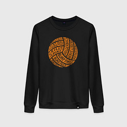 Свитшот хлопковый женский Volleyball words, цвет: черный