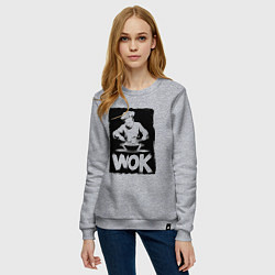 Свитшот хлопковый женский Повар вок, цвет: меланж — фото 2
