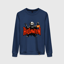 Женский свитшот Вампир с надписью halloween