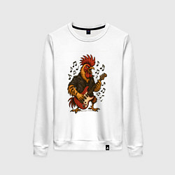 Женский свитшот Петух гитарист рокер