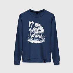 Свитшот хлопковый женский Ярославский медведь-воин, цвет: тёмно-синий