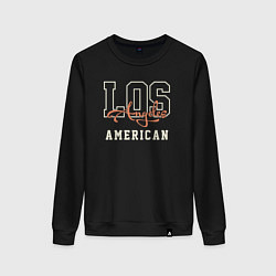 Свитшот хлопковый женский Los Angeles american, цвет: черный