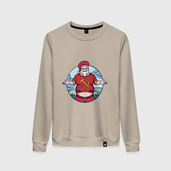 Свитшот хлопковый женский Советский Санта, цвет: миндальный