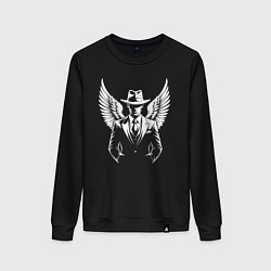 Свитшот хлопковый женский Белый ангел мафии, цвет: черный