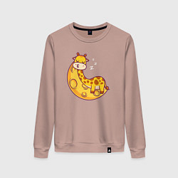 Женский свитшот Спящий жираф на луне