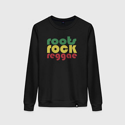 Свитшот хлопковый женский Roots rock reggae, цвет: черный