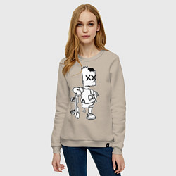 Свитшот хлопковый женский Bart Simpsons Zombie, цвет: миндальный — фото 2