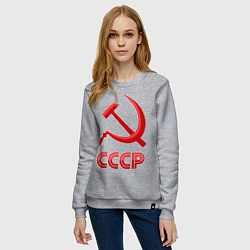 Свитшот хлопковый женский СССР Логотип, цвет: меланж — фото 2