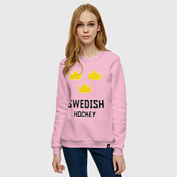 Свитшот хлопковый женский Swedish Hockey, цвет: светло-розовый — фото 2