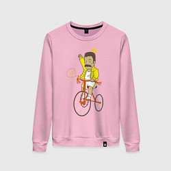 Свитшот хлопковый женский Фредди на велосипеде, цвет: светло-розовый