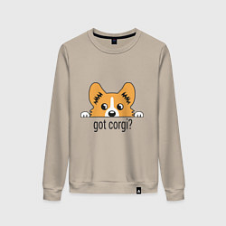 Свитшот хлопковый женский Got Corgi, цвет: миндальный