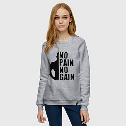 Свитшот хлопковый женский No pain, No gain, цвет: меланж — фото 2