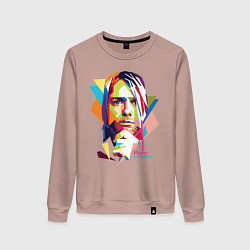 Свитшот хлопковый женский Kurt Cobain: Colors, цвет: пыльно-розовый