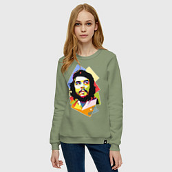 Свитшот хлопковый женский Che Guevara Art, цвет: авокадо — фото 2