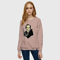 Свитшот хлопковый женский Эдгар По, цвет: пыльно-розовый — фото 2
