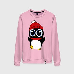 Свитшот хлопковый женский Удивленный пингвинчик, цвет: светло-розовый