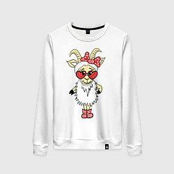 Свитшот хлопковый женский Козочка, цвет: белый