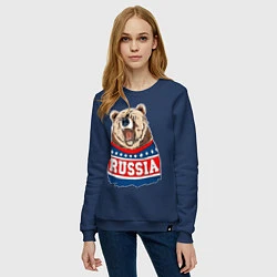 Свитшот хлопковый женский Made in Russia: медведь, цвет: тёмно-синий — фото 2