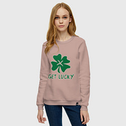 Свитшот хлопковый женский Get lucky, цвет: пыльно-розовый — фото 2